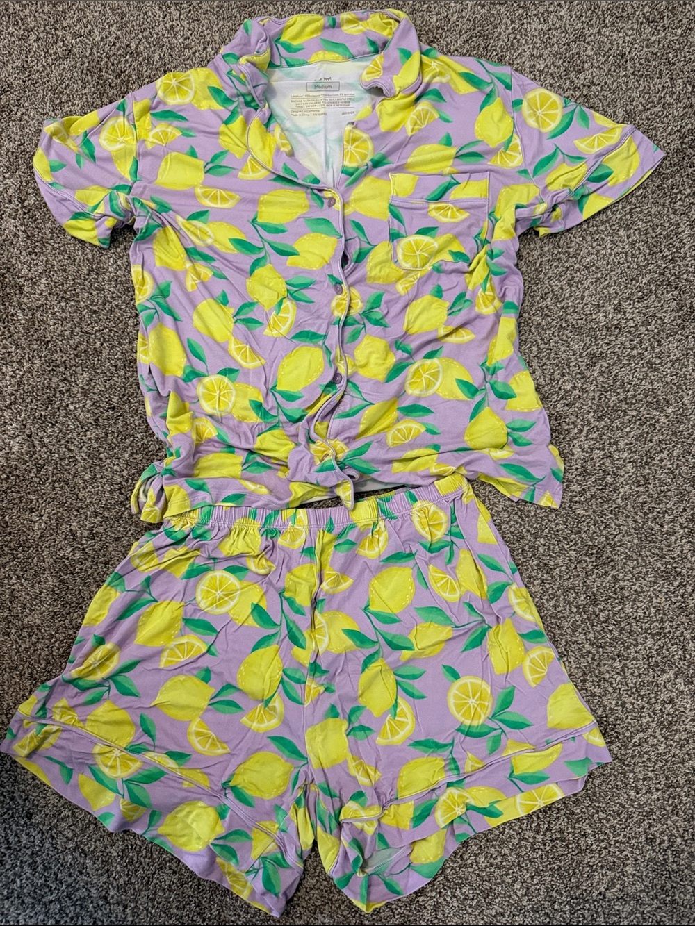 Little Sleepies Purple Lemon Print Women’s Shorts Set